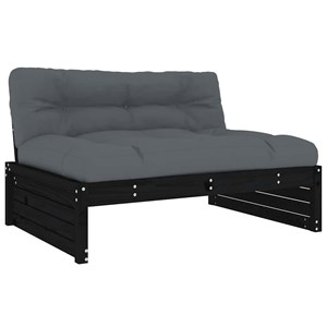 Maison exclusive - salon de jardin 2 pcs avec coussins noir bois massif