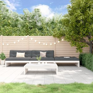 Maison exclusive - salon de jardin 4 pcs avec coussins blanc bois massif