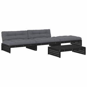 Maison exclusive - salon de jardin 4 pcs avec coussins noir bois massif