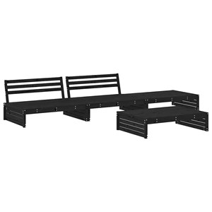 Maison exclusive - salon de jardin 4 pcs avec coussins noir bois massif