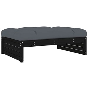 Maison exclusive - salon de jardin 4 pcs avec coussins noir bois massif