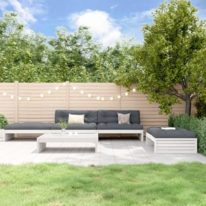 Maison exclusive - salon de jardin 5 pcs avec coussins blanc bois massif