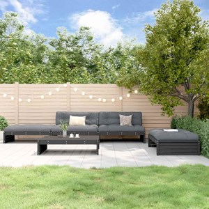 Maison exclusive - salon de jardin 5 pcs avec coussins noir bois massif