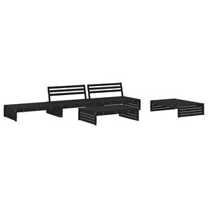 Maison exclusive - salon de jardin 5 pcs avec coussins noir bois massif
