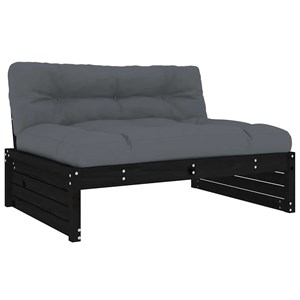 Maison exclusive - salon de jardin 5 pcs avec coussins noir bois massif