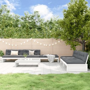 Maison exclusive - salon de jardin 6 pcs avec coussins blanc bois massif