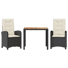 Maison exclusive - ensemble à manger de jardin avec coussins 3 pcs noir