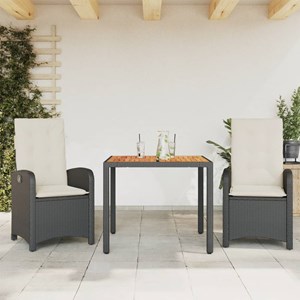 Maison exclusive - ensemble à manger de jardin avec coussins 3 pcs noir