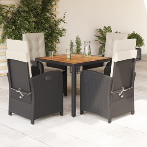 Maison exclusive - ensemble à manger de jardin coussins 5pcs noir résine tressée