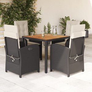Maison exclusive - ensemble à manger de jardin coussins 5pcs noir résine tressée