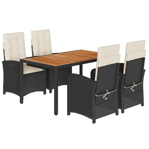 Maison exclusive - ensemble à manger de jardin coussins 5pcs noir résine tressée