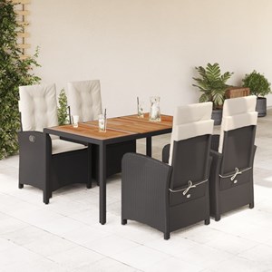 Maison exclusive - ensemble à manger de jardin coussins 5pcs noir résine tressée