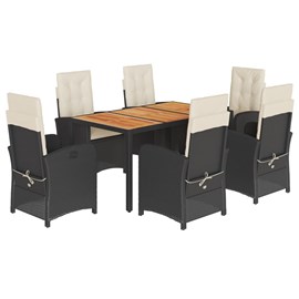 Maison exclusive - ensemble à manger de jardin coussins 7pcs noir résine tressée