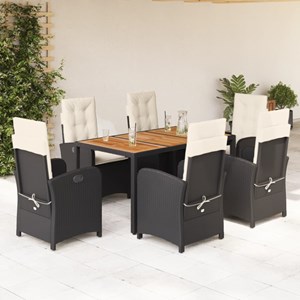 Maison exclusive - ensemble à manger de jardin coussins 7pcs noir résine tressée