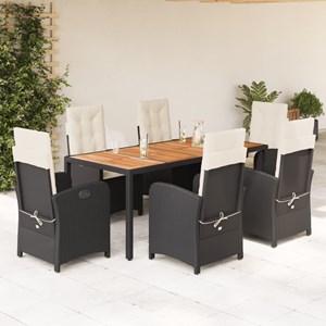 Maison exclusive - ensemble à manger de jardin coussins 7pcs noir résine tressée