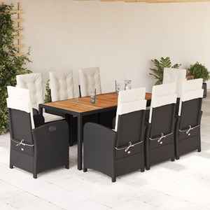 Maison exclusive - ensemble à manger de jardin 9pcs coussins noir résine tressée