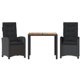 Maison exclusive - ensemble à manger de jardin avec coussins 3 pcs noir