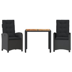 Maison exclusive - ensemble à manger de jardin avec coussins 3 pcs noir