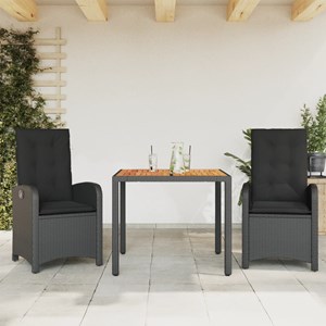 Maison exclusive - ensemble à manger de jardin avec coussins 3 pcs noir