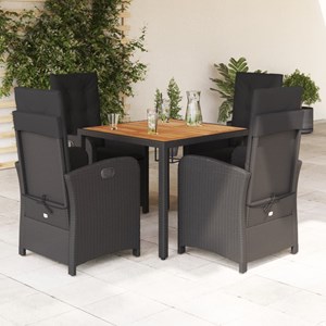 Maison exclusive - ensemble à manger de jardin coussins 5pcs noir résine tressée