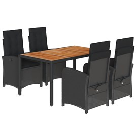 Maison exclusive - ensemble à manger de jardin coussins 5pcs noir résine tressée