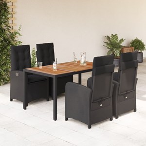 Maison exclusive - ensemble à manger de jardin coussins 5pcs noir résine tressée