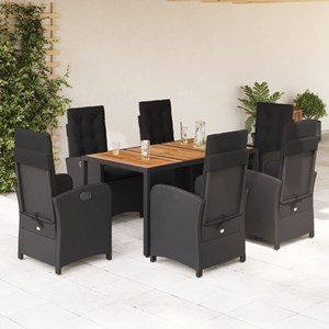 Maison exclusive - ensemble à manger de jardin coussins 7pcs noir résine tressée