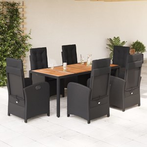 Maison exclusive - ensemble à manger de jardin coussins 7pcs noir résine tressée