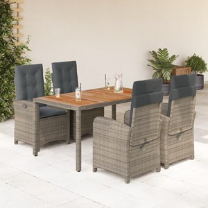 Maison exclusive - ensemble à manger de jardin 5 pcs coussins gris résine tressé