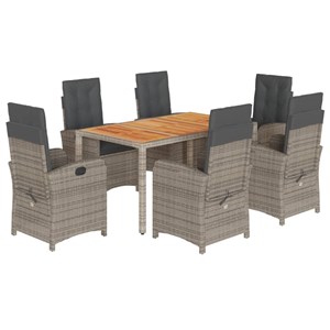 Maison exclusive - ensemble à manger de jardin et coussins 7 pcs gris rotin
