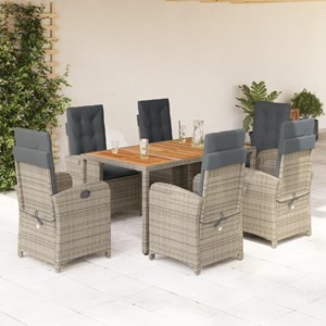 Maison exclusive - ensemble à manger de jardin et coussins 7 pcs gris rotin