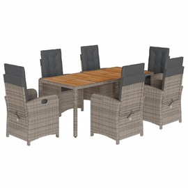 Maison exclusive - ensemble à manger de jardin et coussins 7 pcs gris rotin