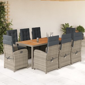 Maison exclusive - ensemble à manger de jardin 9 pcs coussins gris résine tressé
