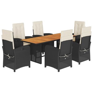 Maison exclusive - ensemble à manger de jardin coussins 7pcs noir résine tressée