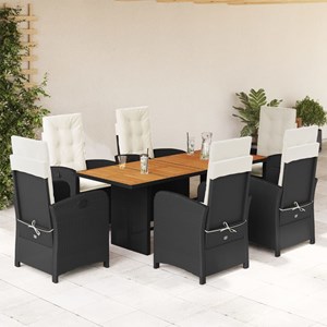 Maison exclusive - ensemble à manger de jardin coussins 7pcs noir résine tressée