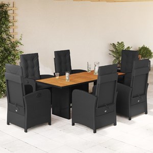 Maison exclusive - ensemble à manger de jardin coussins 7pcs noir résine tressée