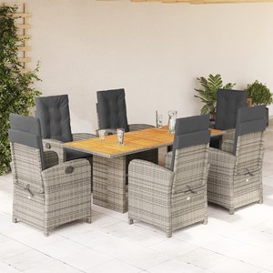 Maison exclusive - ensemble à manger de jardin et coussins 7 pcs gris rotin