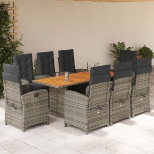 Maison exclusive - ensemble à manger de jardin 9 pcs coussins gris résine tressé