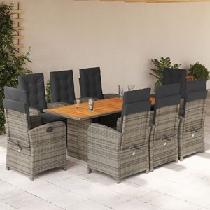 Maison exclusive - ensemble à manger de jardin 9 pcs coussins gris résine tressé