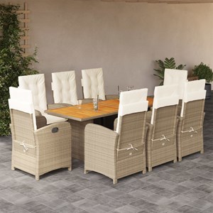 Maison exclusive - ensemble à manger de jardin et coussins 9 pcs beige poly roti