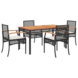 Maison exclusive - ensemble à manger de jardin coussins 5pcs noir résine tressée