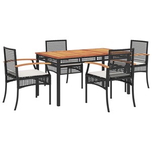 Maison exclusive - ensemble à manger de jardin coussins 5pcs noir résine tressée