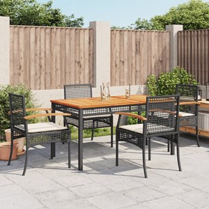 Maison exclusive - ensemble à manger de jardin coussins 5pcs noir résine tressée