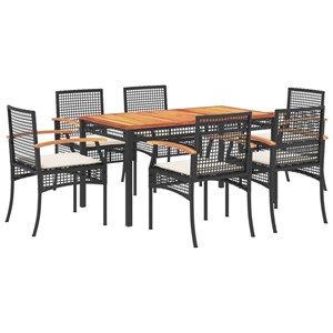 Maison exclusive - ensemble à manger de jardin coussins 7pcs noir résine tressée