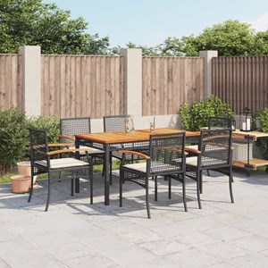 Maison exclusive - ensemble à manger de jardin coussins 7pcs noir résine tressée