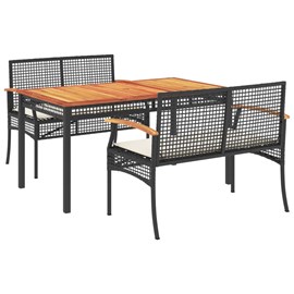Maison exclusive - ensemble à manger de jardin avec coussins 3 pcs noir