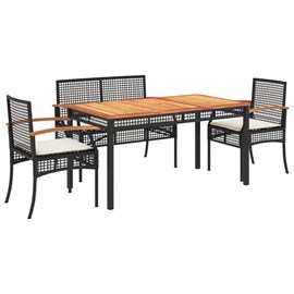 Maison exclusive - ensemble à manger de jardin 4 pcs avec coussins noir