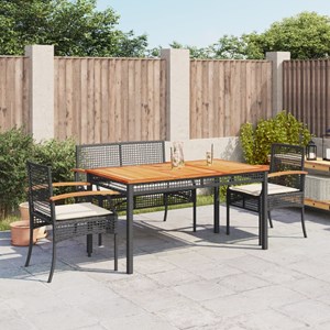 Maison exclusive - ensemble à manger de jardin 4 pcs avec coussins noir