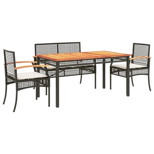 Maison exclusive - ensemble à manger de jardin coussins 5pcs noir résine tressée