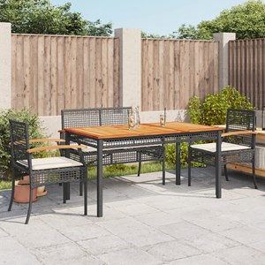 Maison exclusive - ensemble à manger de jardin coussins 5pcs noir résine tressée